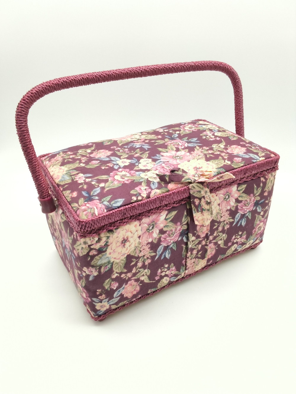 Floral Fabric Sewing Basket Organizer with Handle